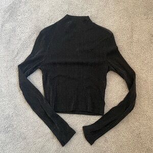 MINKPINK Sheer Black Long Sleeve Turtleneck Top